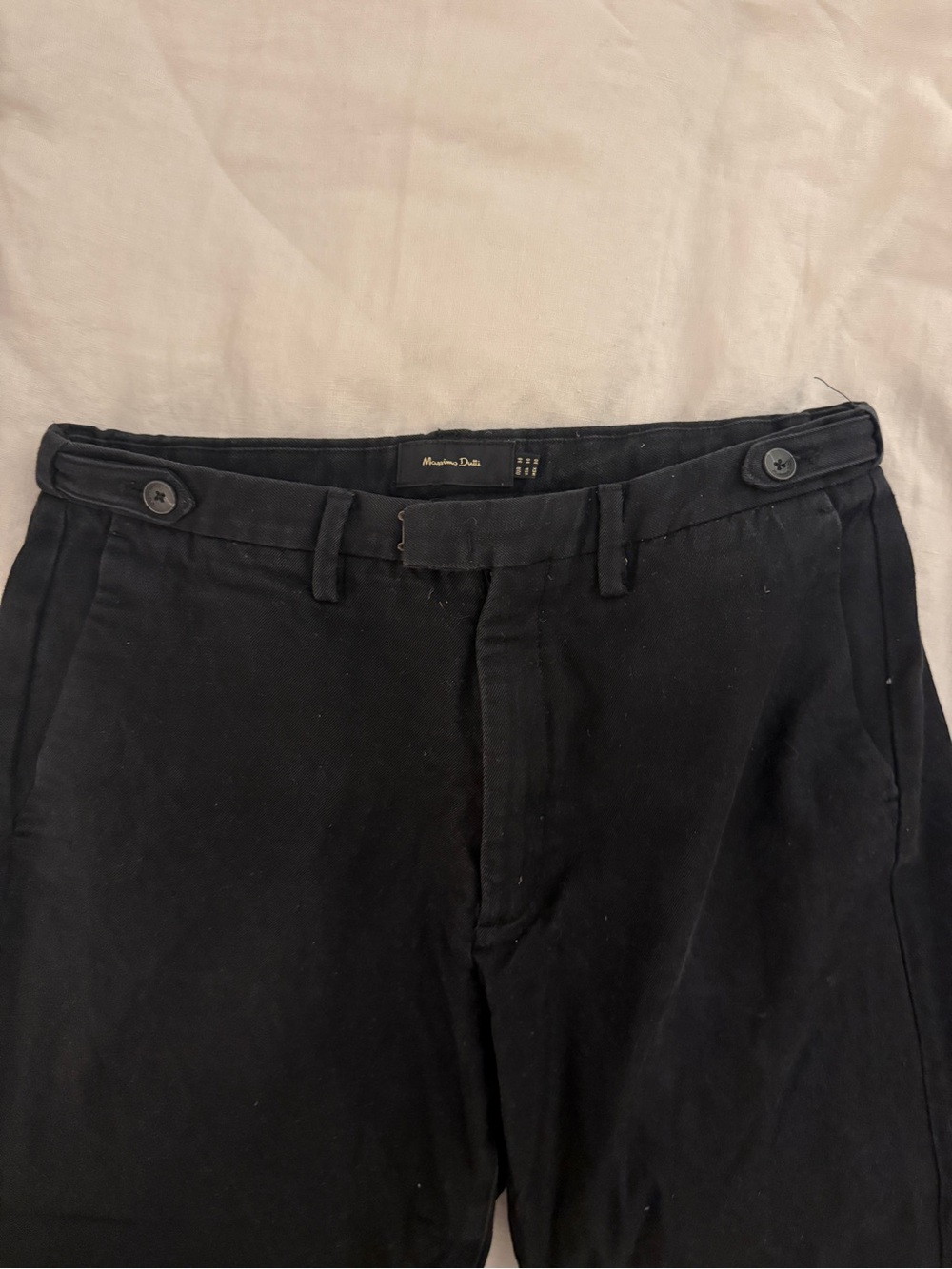 Massimo Dutti Black Chinos with Buttoned Waist Tabs